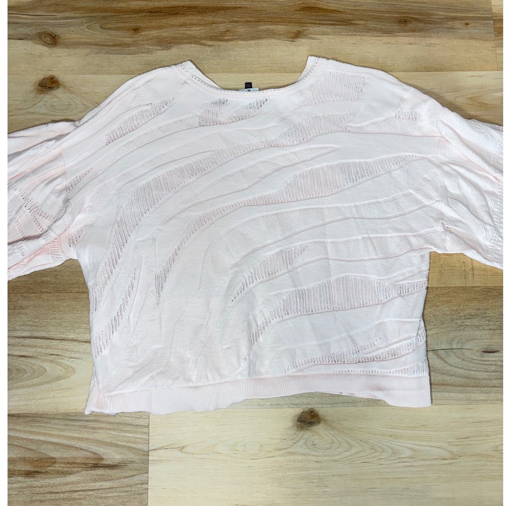 Cabi Zebra Pullover Sweater XL Blush Pink Mixed Stitch Boxy 5631 Cotton Blend - Picture 8 of 10
